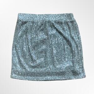 Sequin silver fitted mini skirt NWT